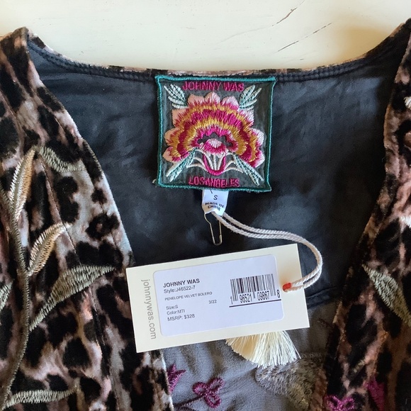 NWT Johnny Was Penelope Leopard Velvet Butterfly Embroidered Bolero Jacket S - Picture 10 of 16